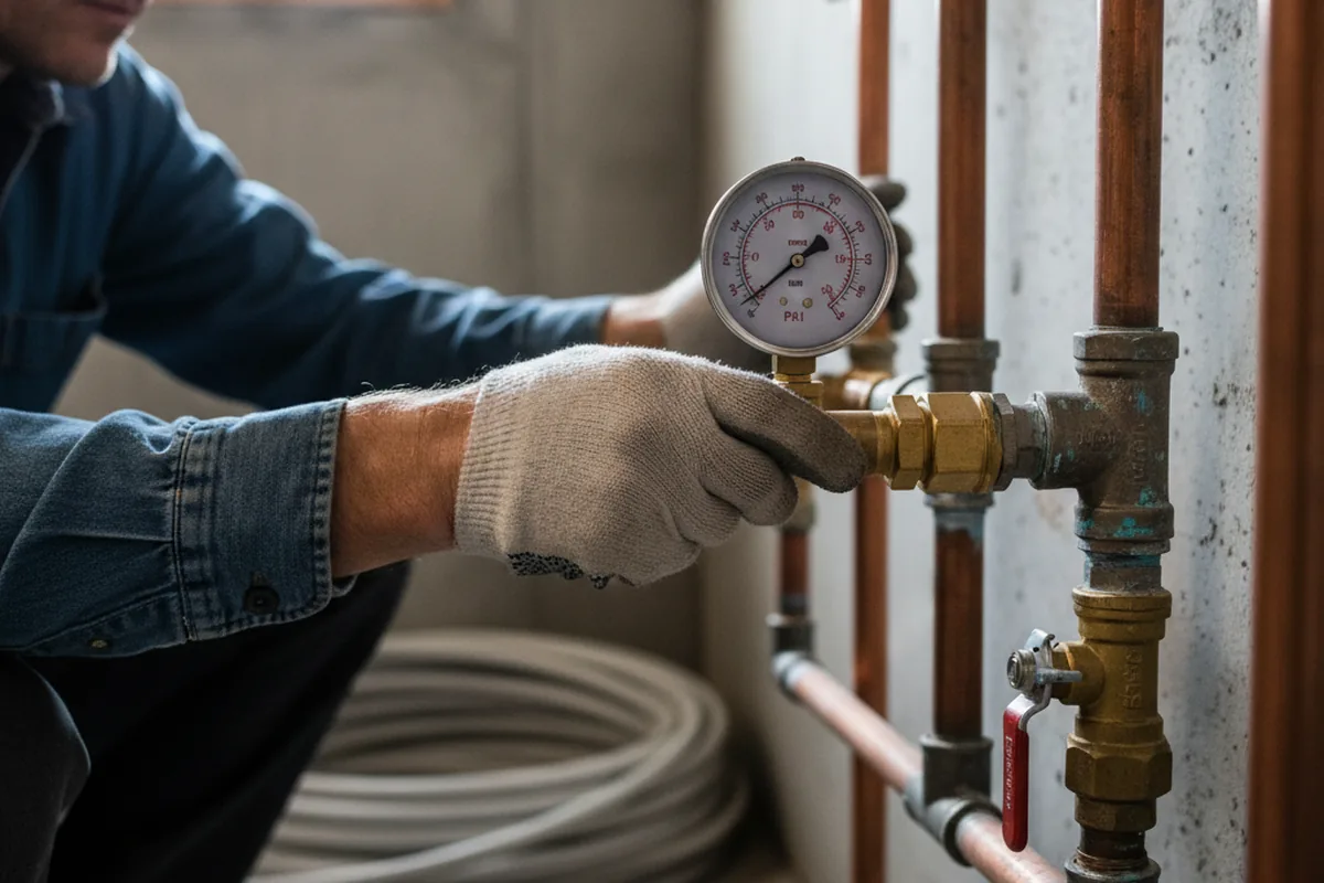 Pressure testing a repaired line during Water Line Repair in Beauty